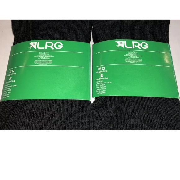 LRG Lifted Research Group Crew Socks 2 Pair Men 6.5-12 Black w/ Green Logo NEW! - Picture 4 of 8